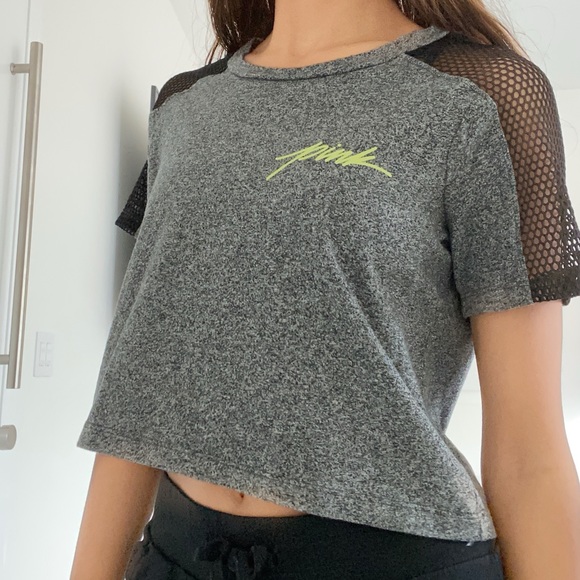 Pink Victoria’s Secret Fishnet Gray Crop Top - Picture 3 of 6